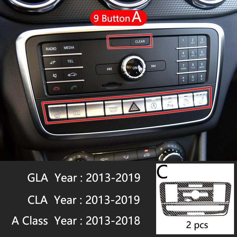 JVC4 Car Styling Carbon Fiber Interior Button Panel Decoration Cover Trim Sticker Frame For Mercedes Benz A Class W176 GLA X156 CLA