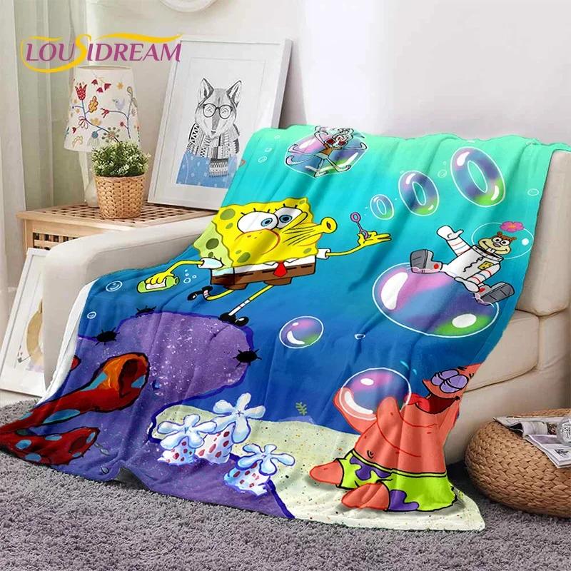 Grappige S-SpongeBob Patrick Ster Cartoon Zachte Flanellen Deken voor Bedden Slaapkamer Bank Picknick, Plaid voor Buiten Recreatie Cadeau