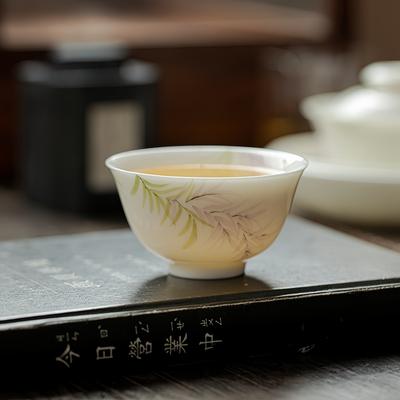 White Porcelain Tea Cup High-end Personal Tea Drinking Household Single Cup Pure Hand-painted Wisteria Flower Tea Cup