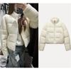 Winter Women's Fresh and Elegant White Turtleneck Knitted Thick Cotton Jacket Warm Bread Jacket