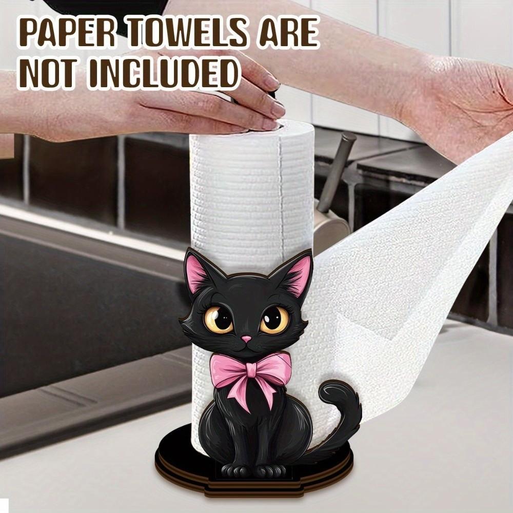 Black Cat Shape Desktop Tissue Holder Vertical Storage Towel Holder Storage Rack  Kitchen Use
