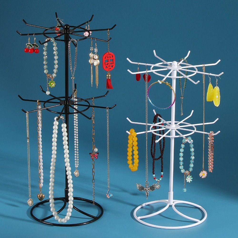 2 Tier Jewelry Display Stand Metal Trinkets Display Rack New Keychain Shelf Hair Band Storage