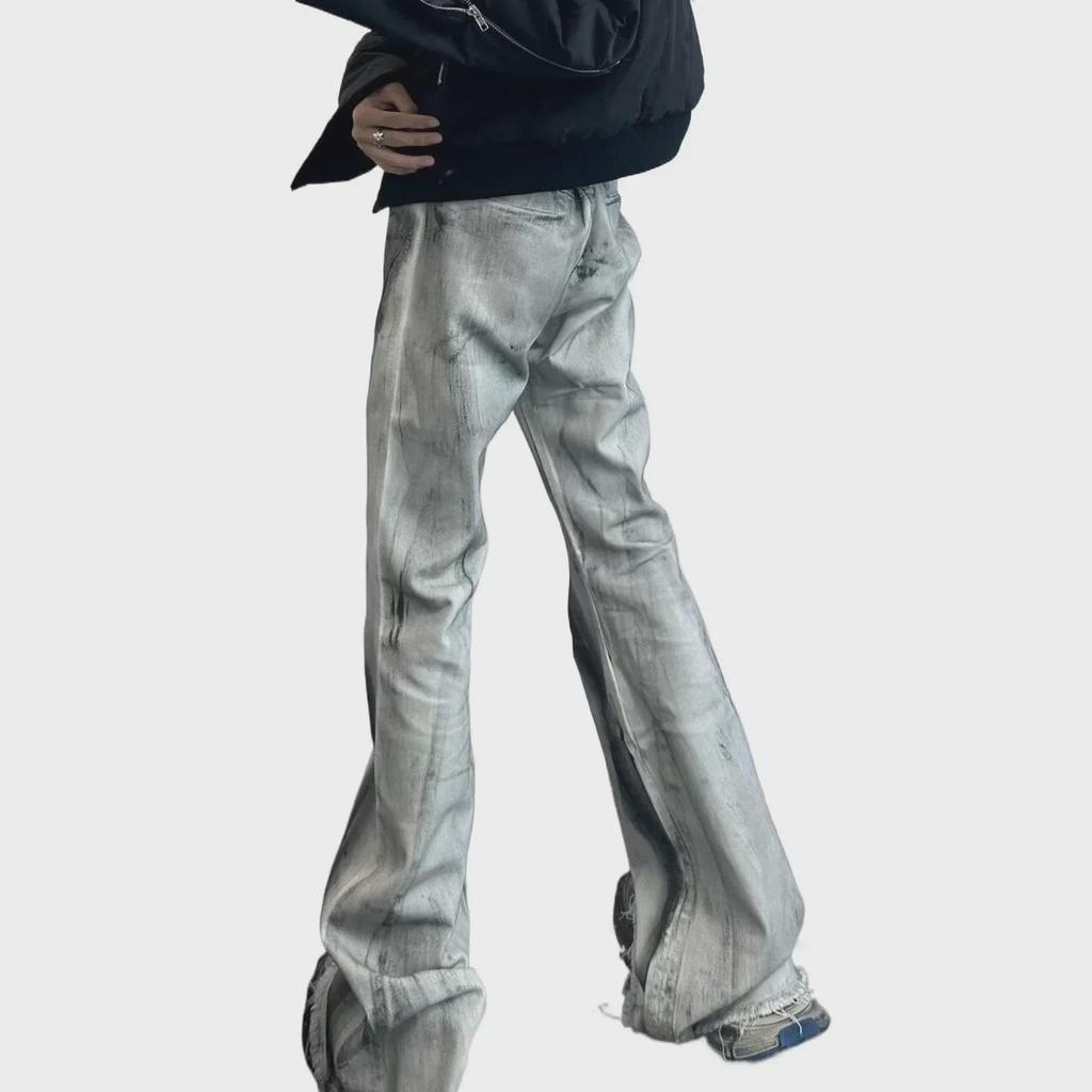 Trendige amerikanische Batik-Jeans mit weitem Bein