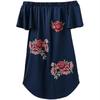 Elegantes Off-Shoulder-Kleid mit floraler Stickerei und stilvollem One-Shoulder-Design