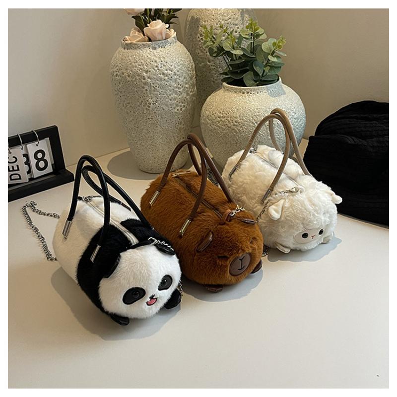 Pluche Panda Crossbody Tas Schattige Capibara Ketting Mode Handtas Meisje Schouder Pop Tas Pluche Speelgoed Tas Verjaardagscadeau
