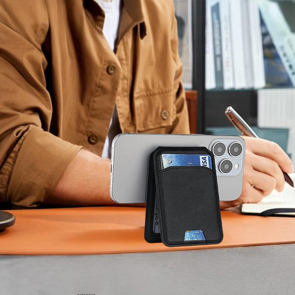 Card Wallet Phone Stand PU Leather Magnetic Card Bag Holder Phone Cases Bracket Stand With Kickstand For IPhone 13/14/15/16/17
