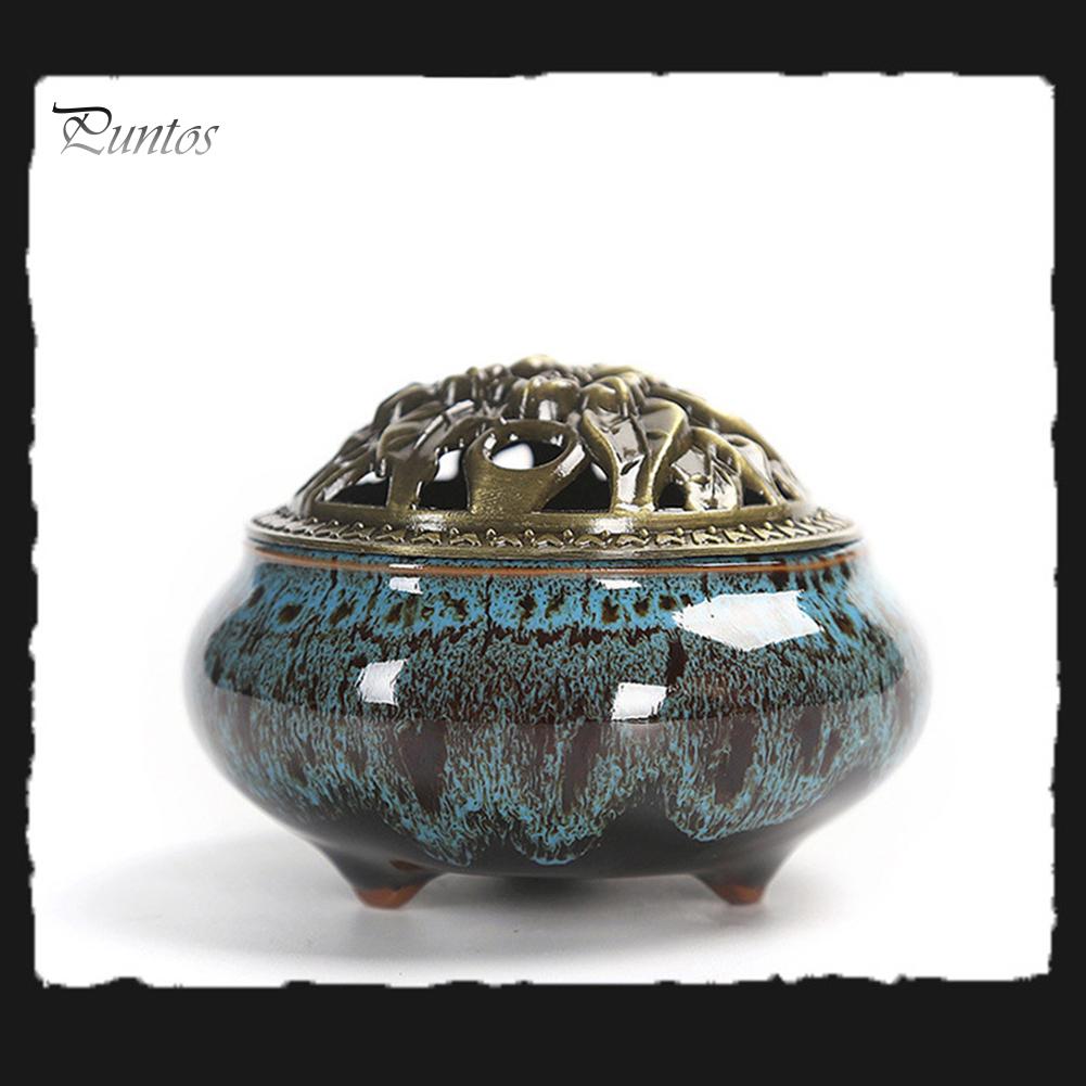 Vintage Ceramic Incense Burner Holder Meditation Buddhist Zen Censer Home Decor