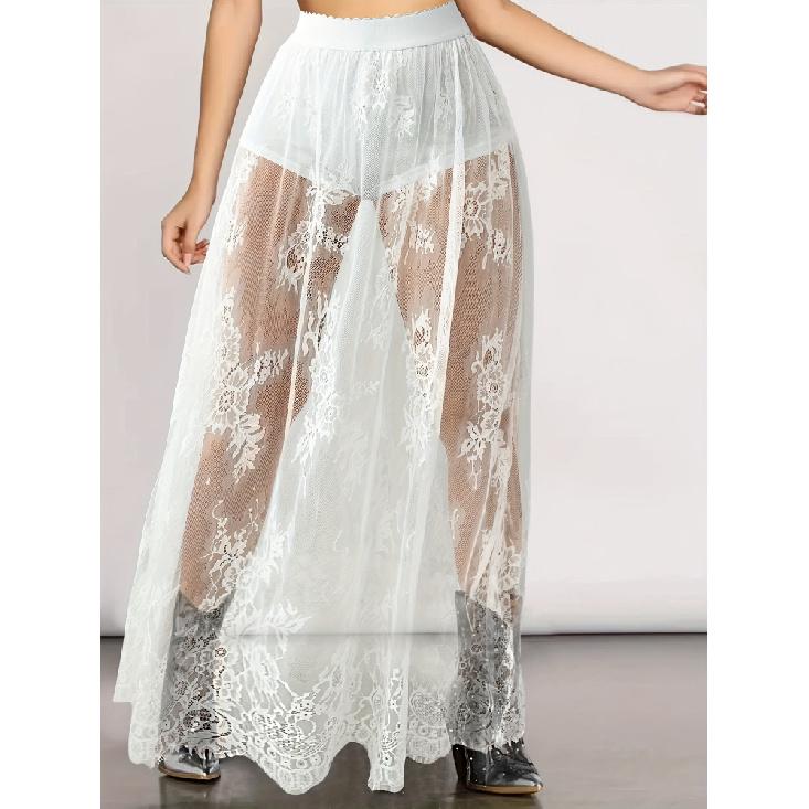Elegantní společenské večerní šaty krajková sukně pro ženy průsvitné maxi šaty bodycon gotická lolita móda černá sukně