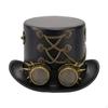 Steampunk Top Hat with Goggles FauxLeather Industrial for Themed Parties