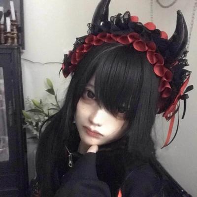 Devil Horn Goth Lolita Girl Dark Japanese Hair Accessories Cos Versatile Headband Halloween Headgear Gorgeous