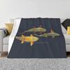 Three Trout New Arrival Fashion Leisure Warm Flannel Blanket Three Trout Hermitenvy Hermit Envy Rainbow Trout Brook Trout Brown