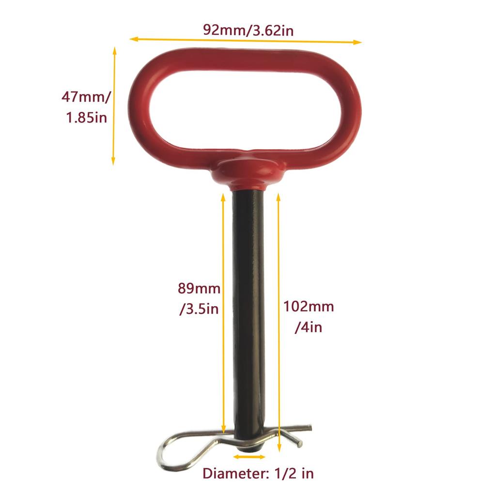 Joyangy Trailer Hitch Pin 2pcs 1/2" Tractor Hitch Pin with Clip 104mm Tractor Pin Accessories Clevis Pin