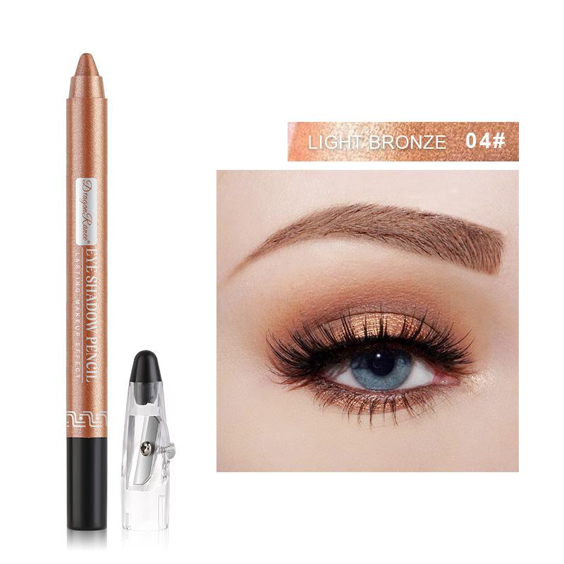 Shimmer Eyeshadow Stick with Sharpener, Long-Lasting Pearl Eyeshadow Pen, Waterproof Eye Makeup