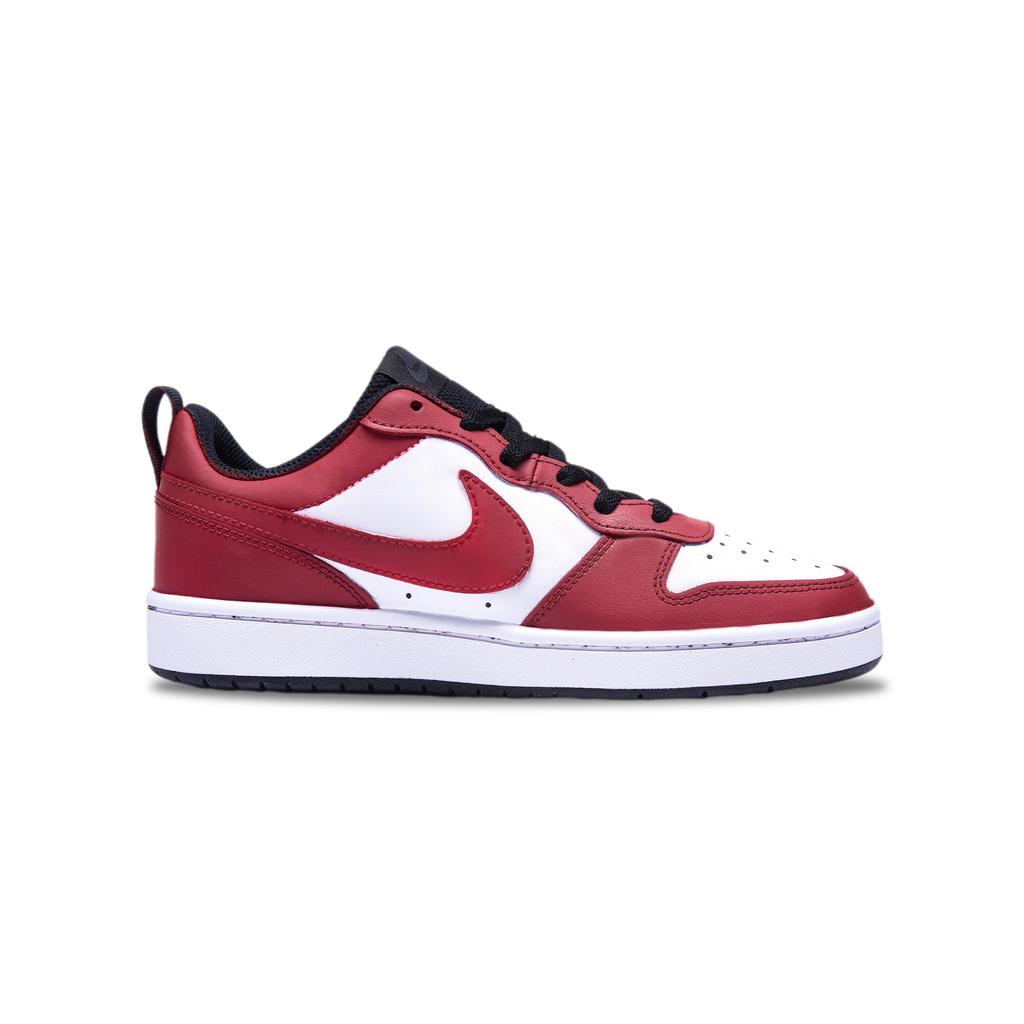 Nike Court Borough Leather Slip Resistant Lightweight Non Slip Lightweight Low Top Skateboard Shoes GS Red White BQ5448-115(Team266-)