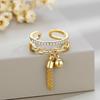 Creative Personality Tassel Hanging Round Bead Ring Female Opening Ring Banquet Jewelry Gift