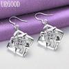 925 Sterling Silver Square Geometry Dropped Earrings Jewelry