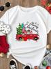 (Asian Size) Tee Merry Christmas New Year Holiday Top Festival Casual Women Cartoon Trend Cute Print Lady Short Sleeve Fashion Graphic T-shirts