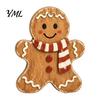 Décor de Table de Fête Noël Décor en Bois Homme en Pain d'Épice, Pain d'Épice Rustique, Figurines Maison en Sucre d'Orge, Ornements de Cheminée de Noël