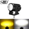 1Pc Faro LED universale per moto Lente Fisheye Dual Color Moto luce esterna 6000K Bianco 3000K Ambra Guida Fendinebbia Lampada faretto ausiliario