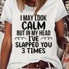 Letter Printed T-shirt, Casual Round Neck Short-sleeved Summer T-shirt, Women's T-shirt