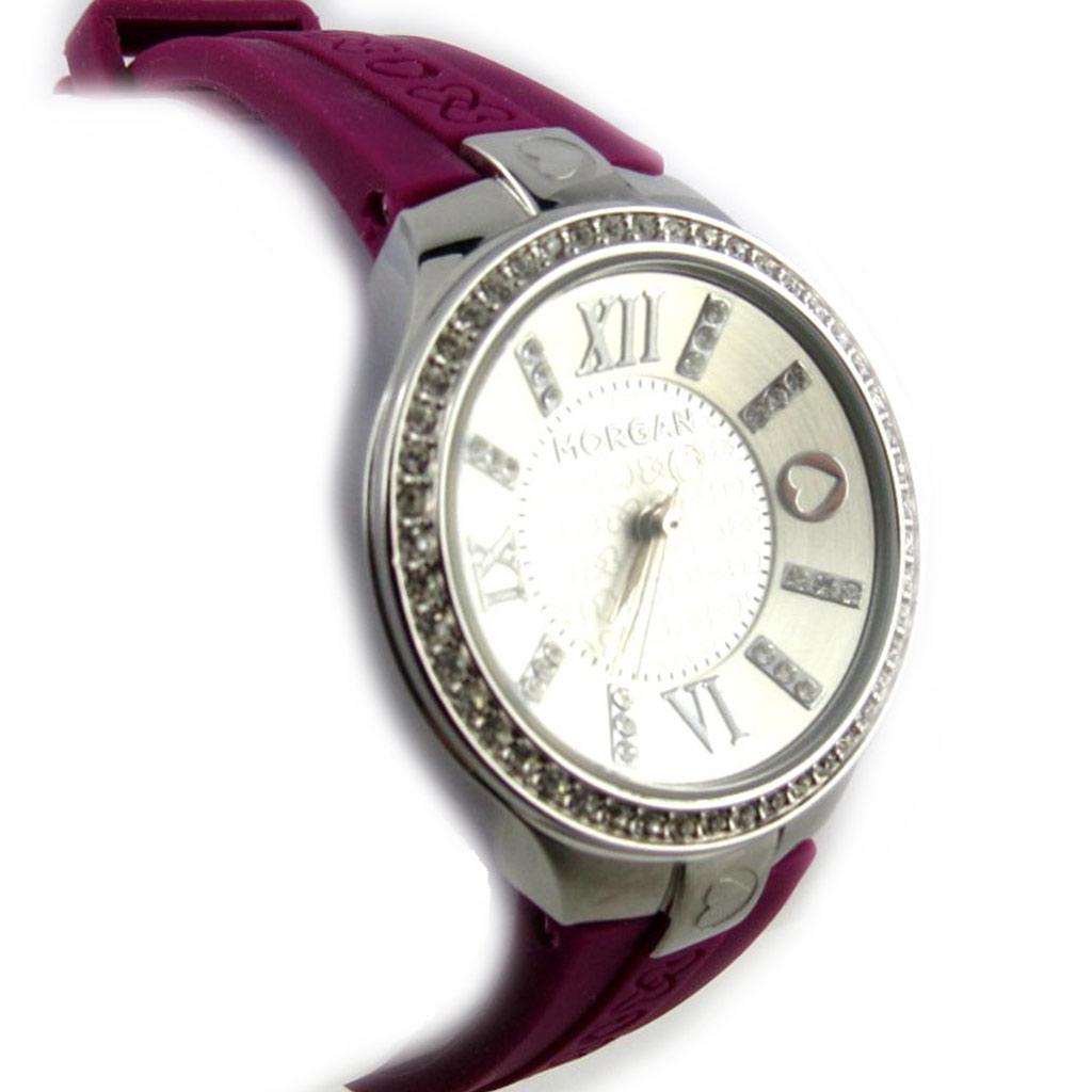 Morgan [N2420] - Designer Watch 'Morgan' Silver Violet (Diamonds)