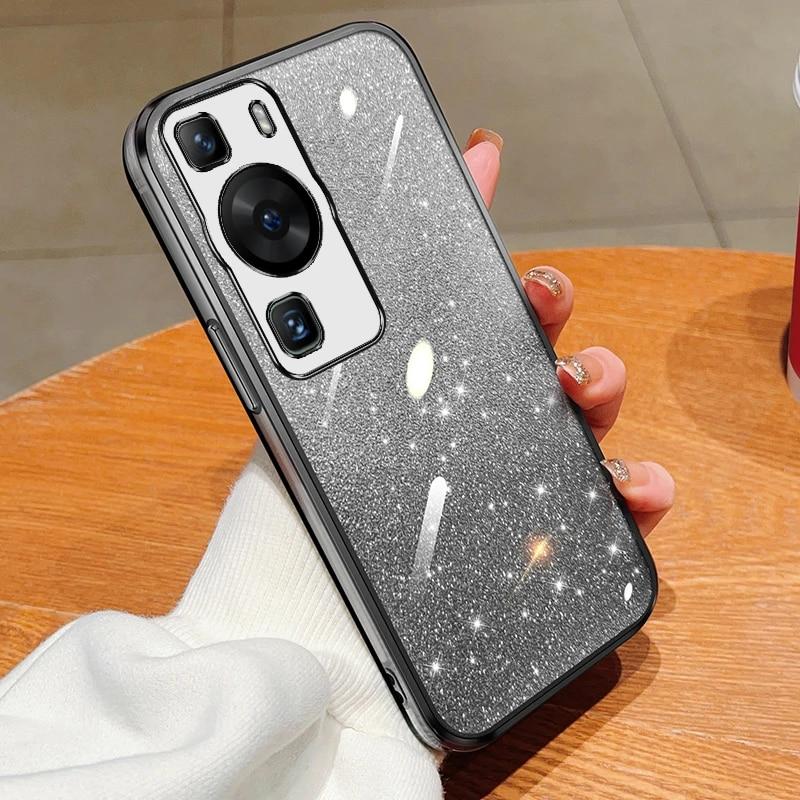 Fashion Plating Gradient Glitter Case pro Huawei P60 P50 Pro P40 P30 Lite P Smart 2021 Y7A Y9A Y9S Y9 2019 silikonový zadní kryt