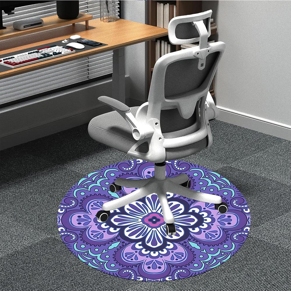1pc Mandala PatternChair Carpet for Office, Indoor Non-Slip Washable Polyester Fiber Carpet, Mat For Office, Machine Washable