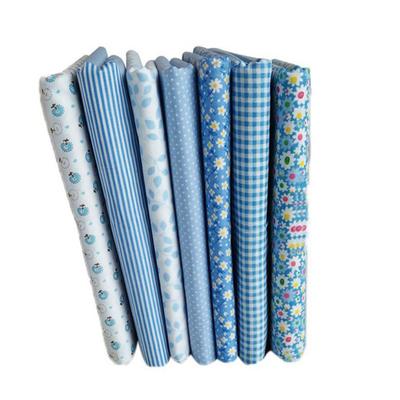 7pcs Blue Series Cotton Fabric Flower Floral Pattern Sewing Textile Material For DIY Patchwork Bedding 9.84*9.84 Inches(25*25cm)
