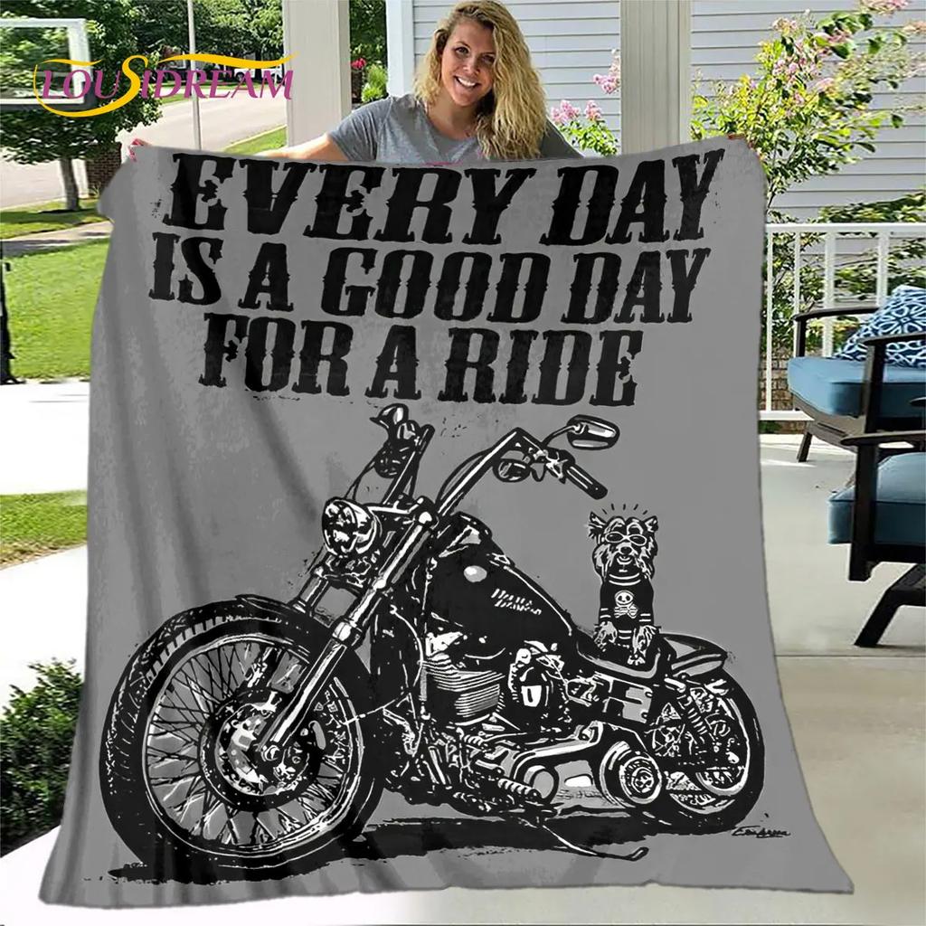 Retro Vintage Motorcycle Skull Soft Plush Blanket,Flannel Blanket Throw Blanket for Living Room Bedroom Bed Sofa Picnic Cover