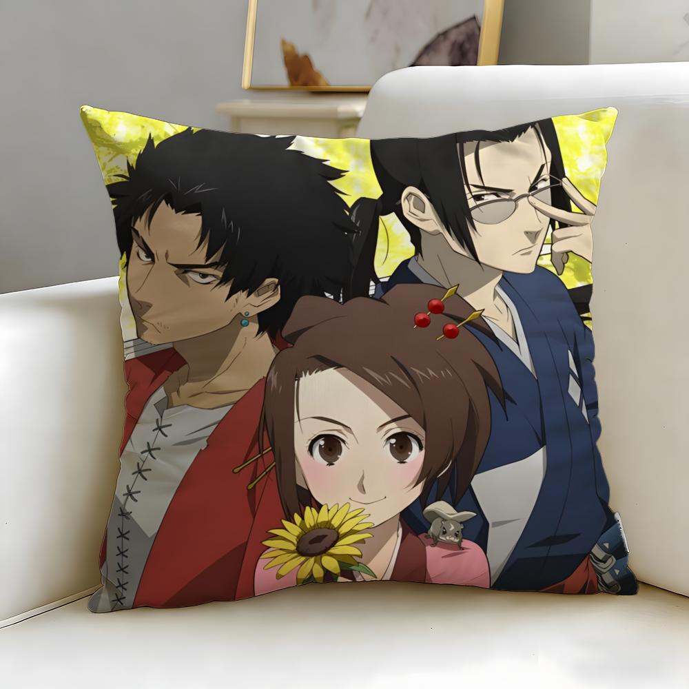 Classic Anime Samurai Champloo Cushion Cover Soft EasyWash Pillow Case Versatile for Couch Bed Travel and Office