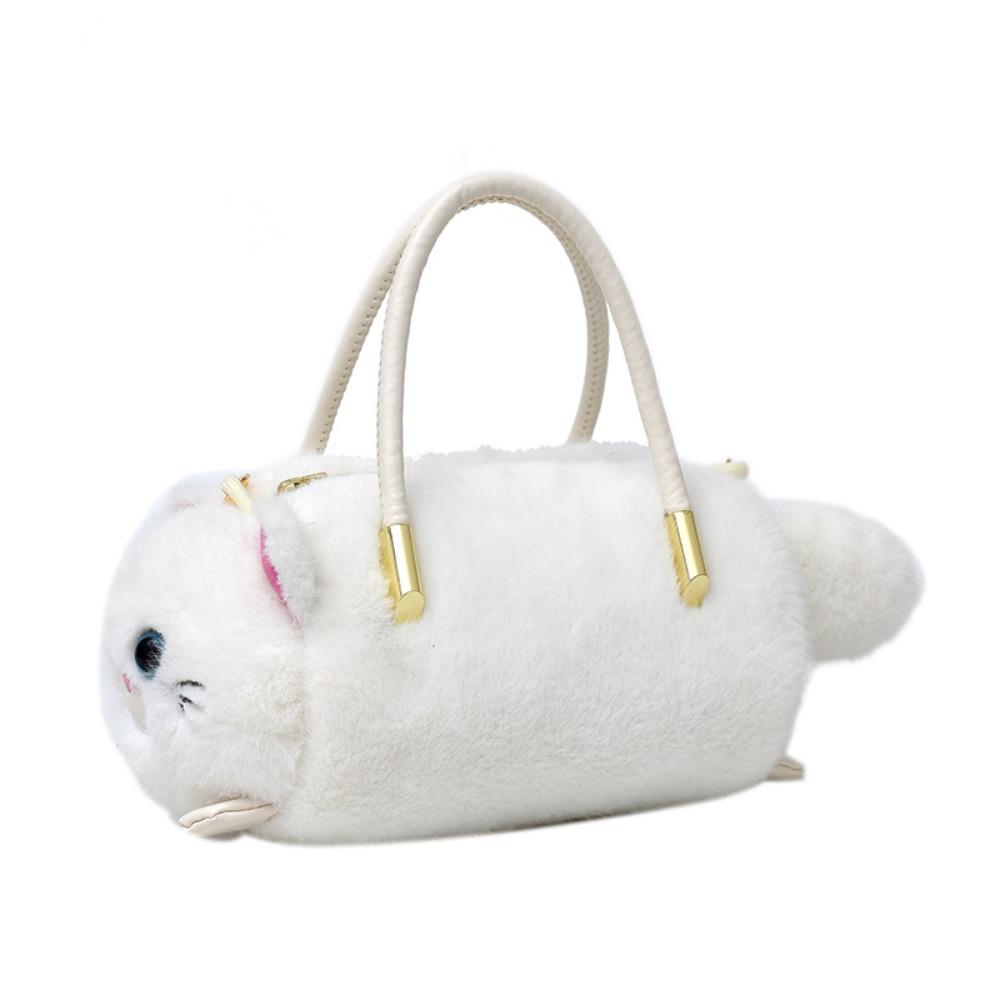 Trendige Design-Katzen-Umhängetasche Flauschiges Fell Lässig Simulierte Katzentasche Klein Niedlich Reißverschluss Damen für Damen