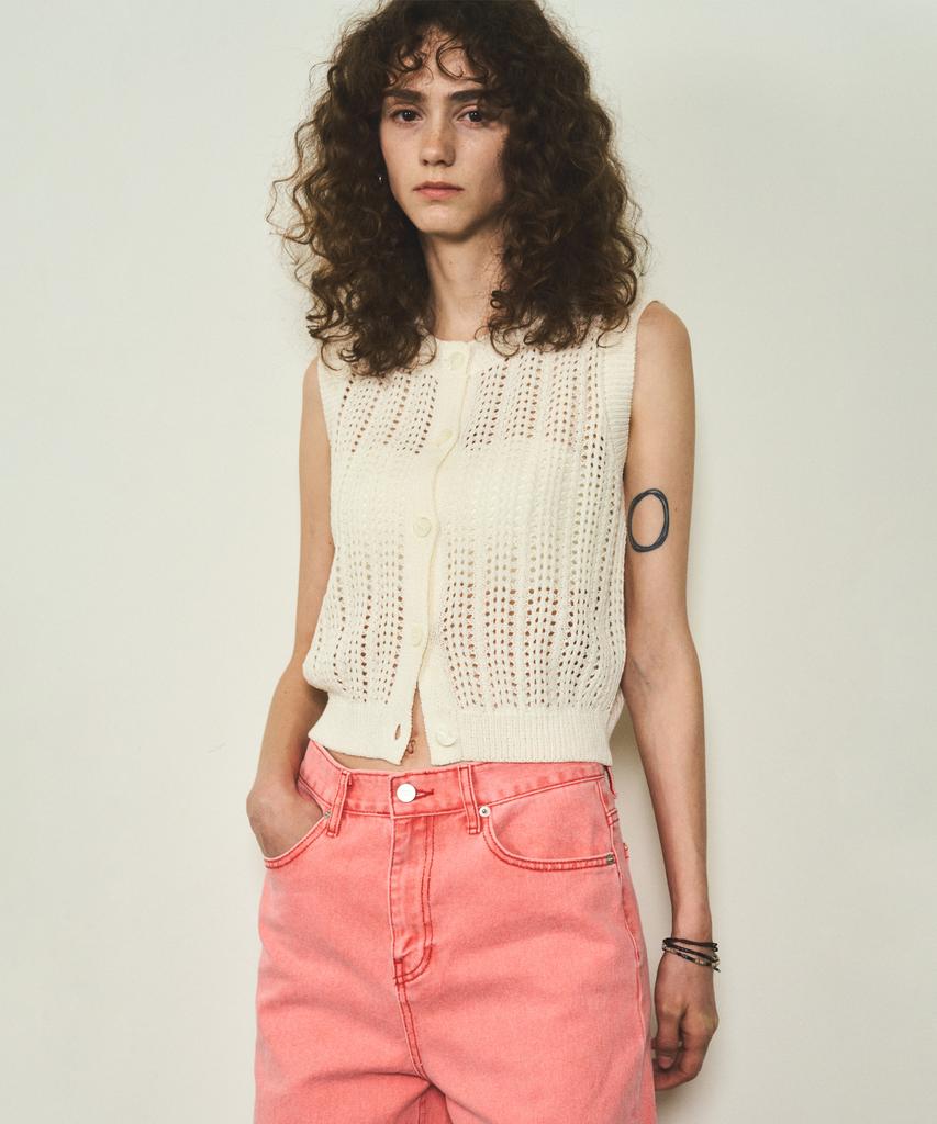 CITTA Crochet Knit Vest_Ctk217 (Ivory)