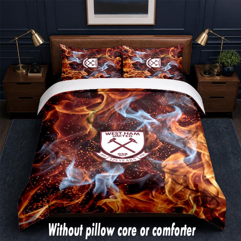 West Ham United Ποδόσφαιρο Σχέδιο Κρεβάτι Σετ Κλινοσκεπασμάτων 1 Παπλωματοθήκη + 2 Μαξιλαροθήκες Μαλακά Αναπνέοντα Οικιακά Λευκά Είδη Κρεβατιού