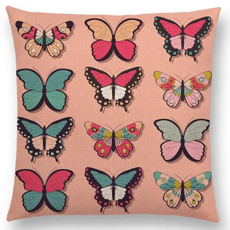 Botanische Blumen- und Schmetterlings-Kissenhülle Wunderschöne Blumengarten-Mini-Drucke Heimdekor Sofa-Überwurf-Kissenbezug