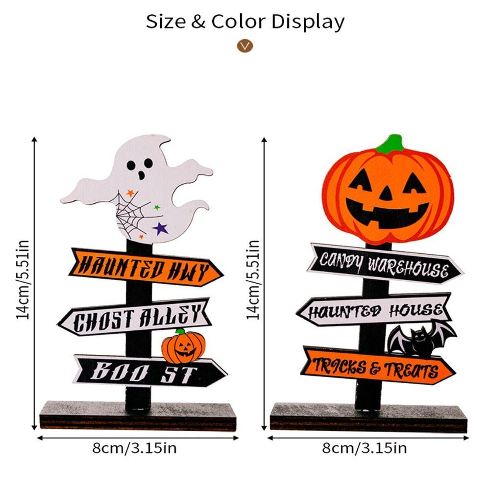 Trick or Treat Halloween Wooden Ornaments DIY Gifts Atmosphere Prop Desk Ornaments Festival Pumpkin Ghost Pumpkin Ghost Decor