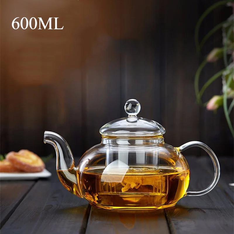 400ml-1600ml Heat-resistant Glass Hot Tea Pot Flower Kettle Kung Fu Teawear Set Tea Beverage Strainer Infuser Puer Oolong Barley Pot Teaware for