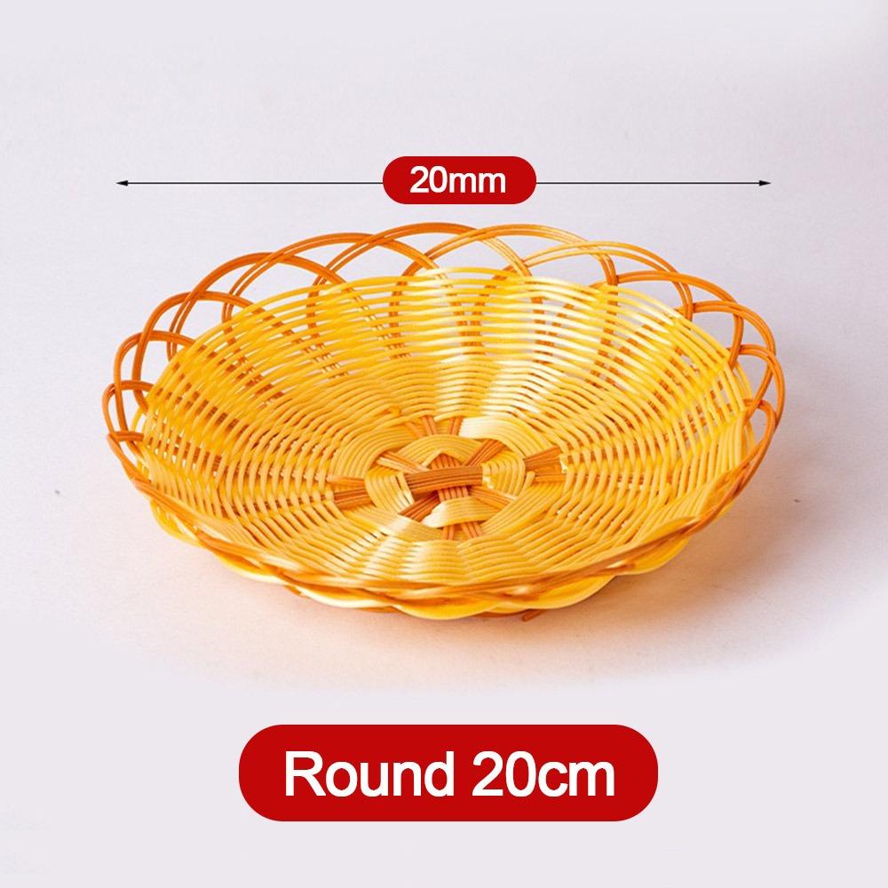 Woven Imitation Rattan Basket Round Fruit Basket New Fruit Tray  Breakfast Cake Snack