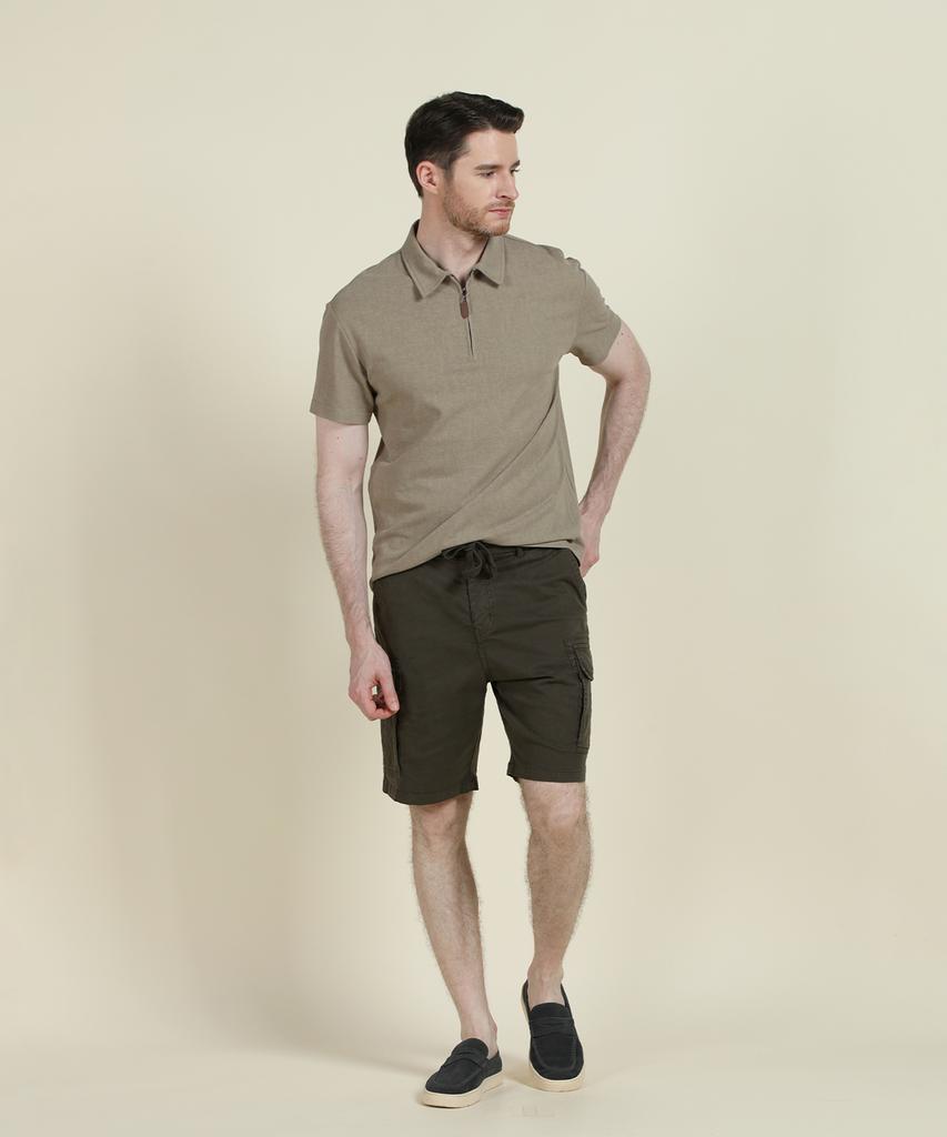PANICALE Khaki Drawstring Cargo Shorts