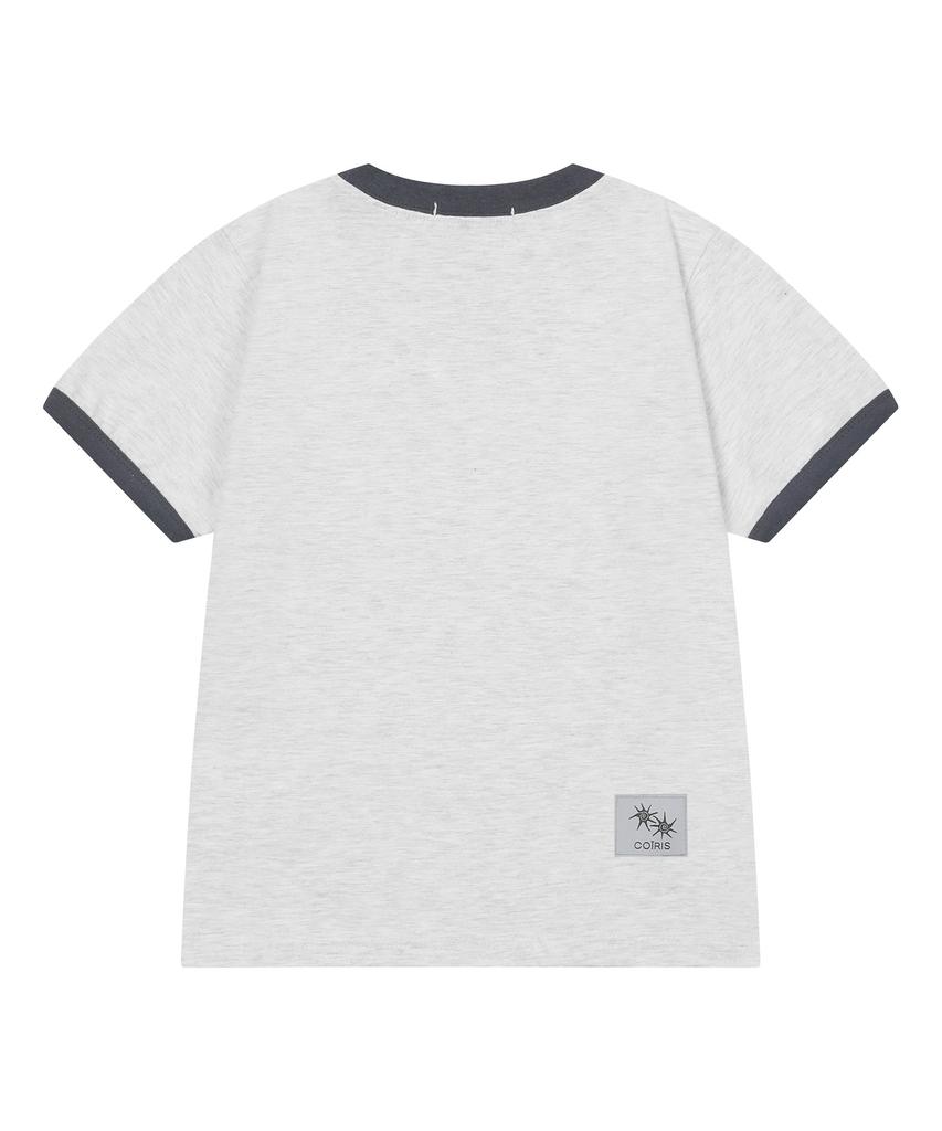 Koiliseu Hotaru Lettering Color Block Ringer Short Sleeve T-Shirt (2 Colors)