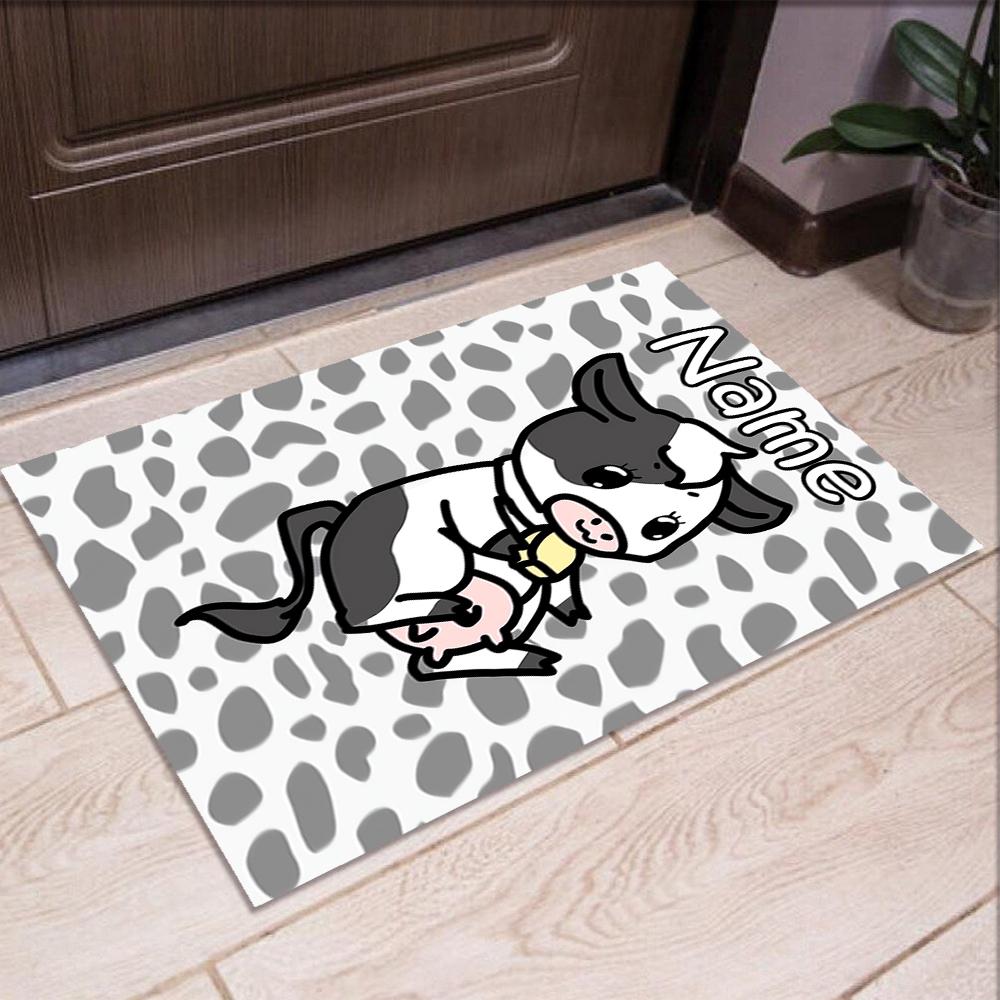 Custom Name Cow Printed Carpet,Rug for Office Chair Living Room Bedroom Kitchen Room Decor Gifts.