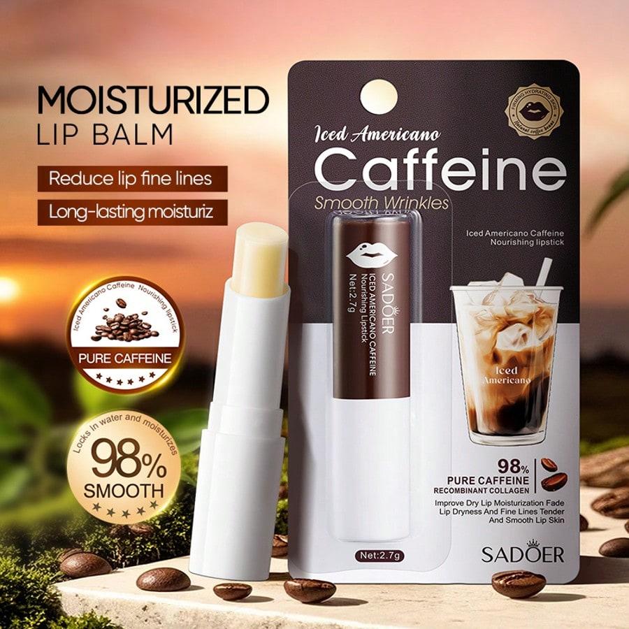 Caffeine Enriched Ice Americano Lip Balm Repair Dry Cracked Lips 12H Moisture Lock Nourishing Essential Oil Blend