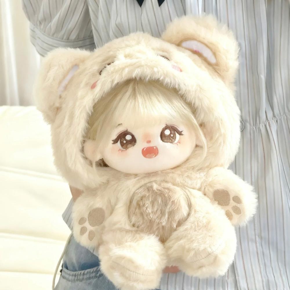 20Cm Plush Doll Clothes – New Animal Series Fluffy Bunny Hooded Jumpsuit Cute Winter Outfit For Doll Kawaii Gift Not Dolls