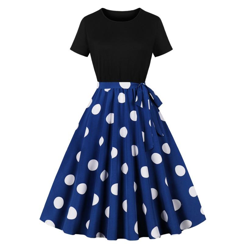 QICED Fashion Summer Spring Short Sleeve O-Neck Casual Dresses