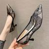 - Sexy Temperament Pointed-toed Stiletto Single Shoes Women's Fashion Mesh Banquet Women's Shoes Lace High Heels