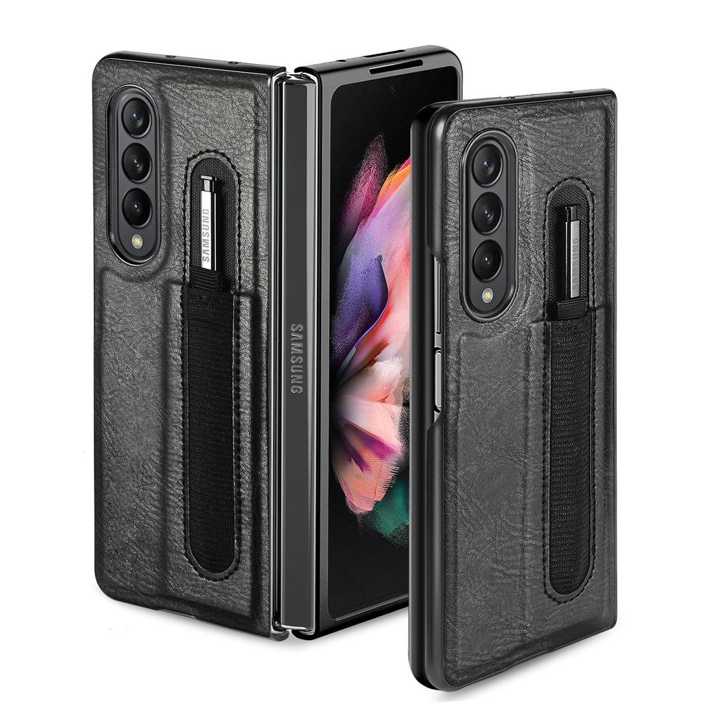 Vikbar Design Läder Tunt Skal Fodral För Samsung Galaxy Z Fold 4 5g Fold4 Fold3 Fold 3 Slim Lätta Mobiltelefonfodral