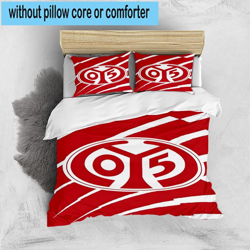 Set Biancheria da Letto a Fantasia Mainz Rosso Bianco 3 Pezzi, Include 1 Copripiumino e 2 Federe Perfetto per Camera da Letto, Dormitorio, Regalo di Natale per Fan
