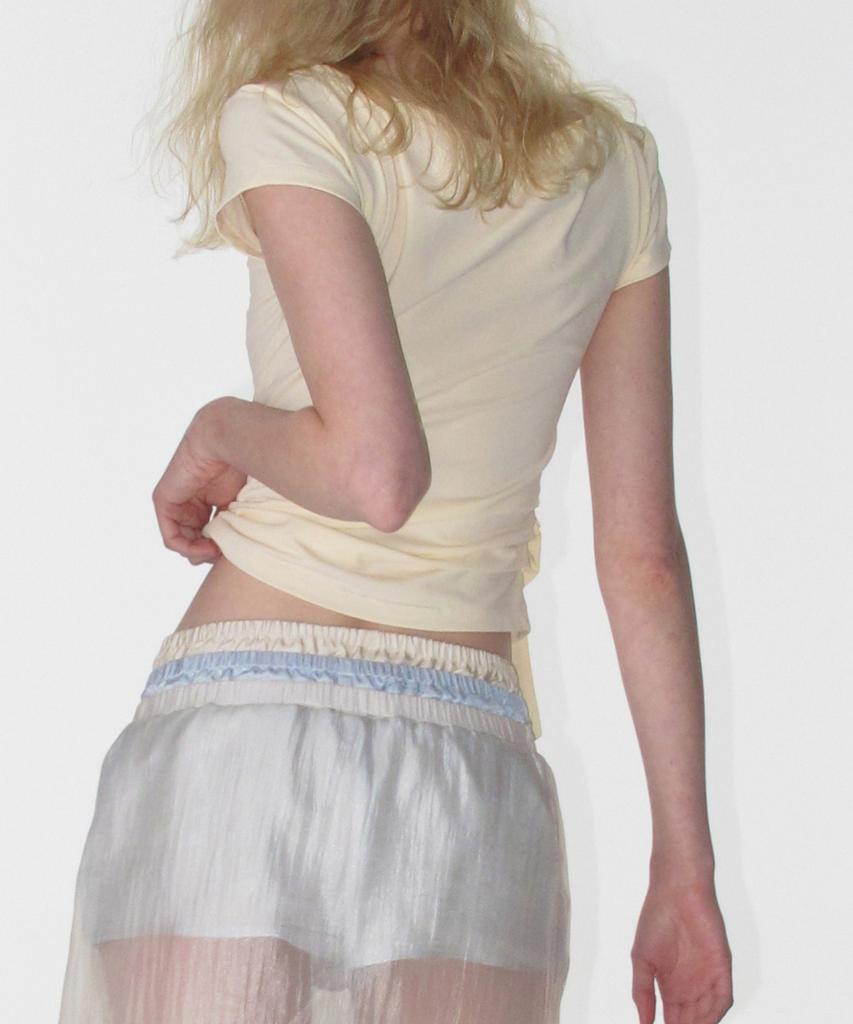 Crank Sheer Layered Skirt Pants_Cream