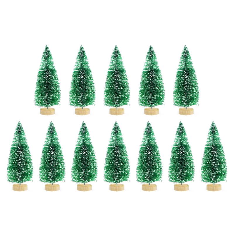 12pcs Mini Christmas Tree Pine Tree DIY Christmas Decorations For Home Table Navidad Xmas Ornaments New Decor Kids Gift