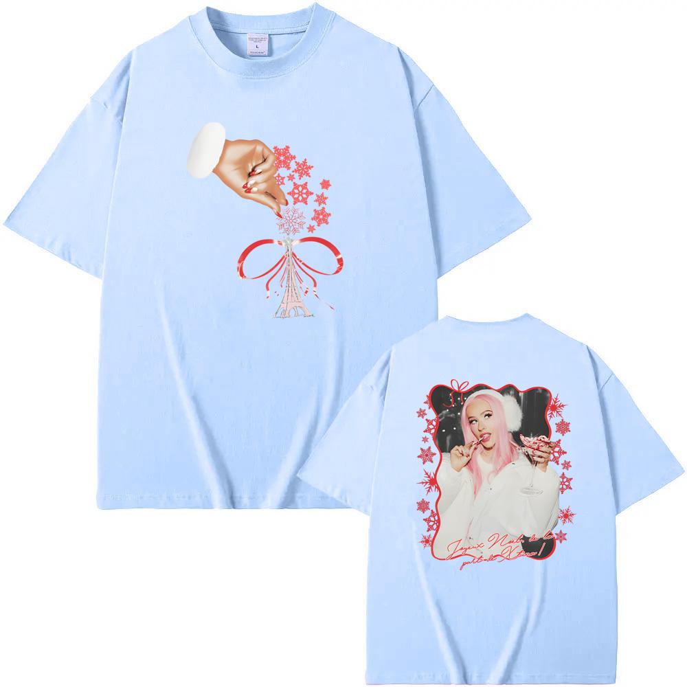 Weihnachten in Paris Grafikdruck T-Shirt Sommer Lässig Christina Aguilera Hochwertiges T-Shirt Baumwolle Rundhals Oberteile