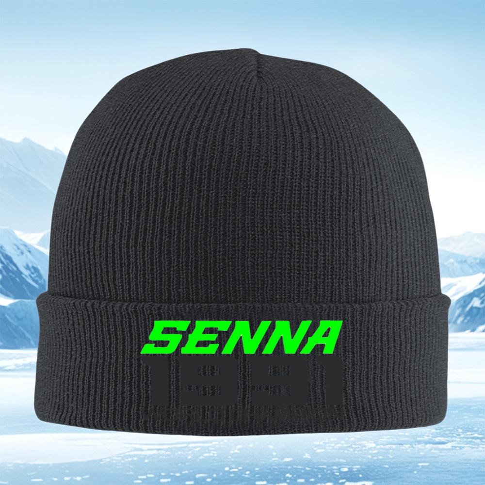 Senna 1991 World Champion racing design Men Women Unisex Knitted Hat Beanie Pullover Cap Winter Thermal Warm Christmas Outdoor C